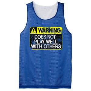 Warning Does Not Play Well With Others Caution Sign Mesh Reversible Basketball Jersey Tank