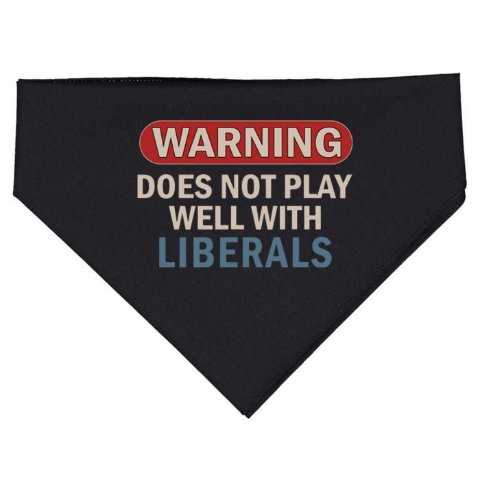 Warning Does Not Play Well With Liberals USA-Made Doggie Bandana