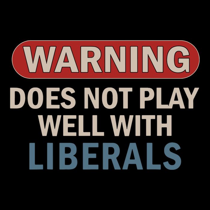 Warning Does Not Play Well With Liberals 7-Panel Snapback Hat