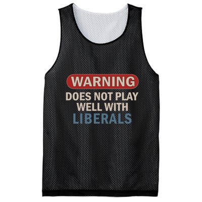 Warning Does Not Play Well With Liberals Mesh Reversible Basketball Jersey Tank
