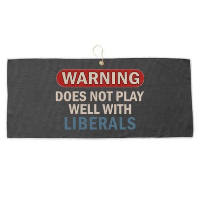 Warning Does Not Play Well With Liberals Large Microfiber Waffle Golf Towel