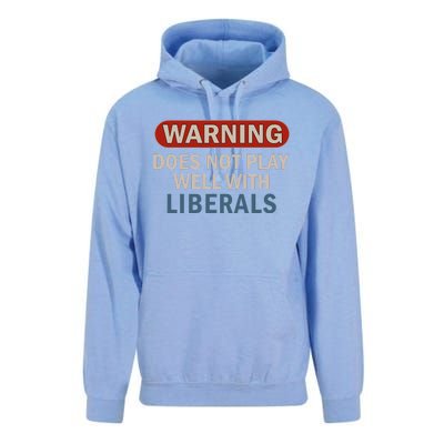 Warning Does Not Play Well With Liberals Gift Unisex Surf Hoodie