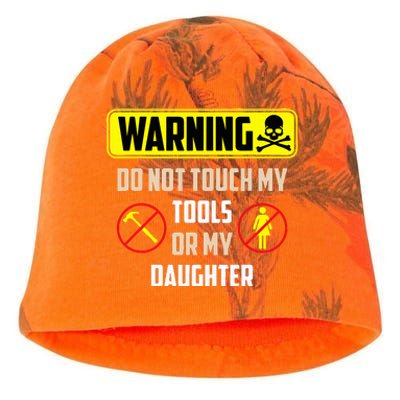 Warning Do Not Touch My Tools Or My Daughter Funny Dad Kati - Camo Knit Beanie