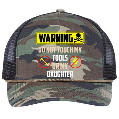 Warning Do Not Touch My Tools Or My Daughter Funny Dad Retro Rope Trucker Hat Cap