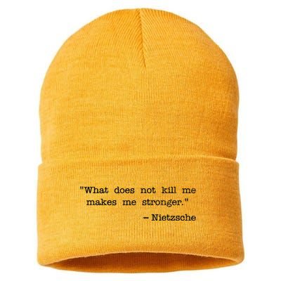 What Does Not Kill Me Makes Me Stronger Nietzsche Sustainable Knit Beanie