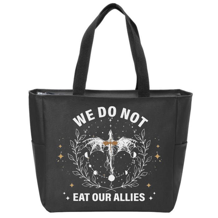 We Do Not Eat Our Allies Dragon Rider 4th Wing Book Bookish Zip Tote Bag