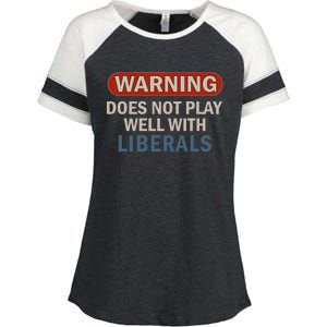 Warning Does Not Play Well With Liberals Enza Ladies Jersey Colorblock Tee