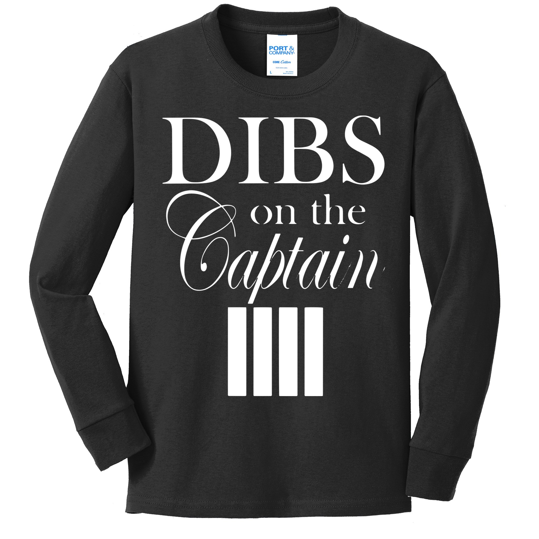 Women Dibs On The Captain Kids Long Sleeve Shirt