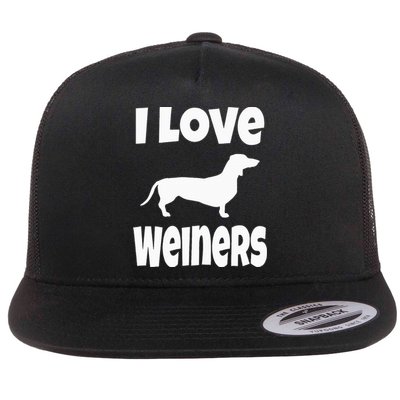 Weiner Dog Owner Lover Mom Dad I Love Weiners Flat Bill Trucker Hat