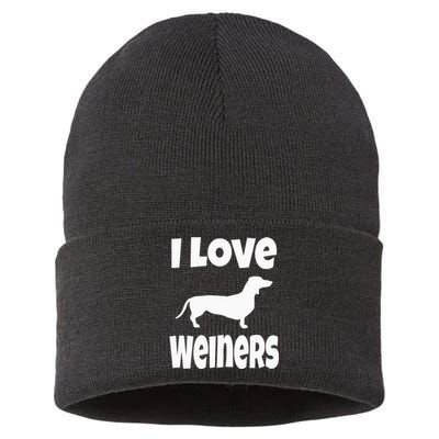 Weiner Dog Owner Lover Mom Dad I Love Weiners Sustainable Knit Beanie