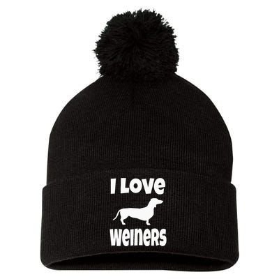 Weiner Dog Owner Lover Mom Dad I Love Weiners Pom Pom 12in Knit Beanie