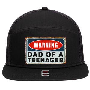 Warning Dad Of A Nager Funny 13 Years Old Nage Humor 7 Panel Mesh Trucker Snapback Hat