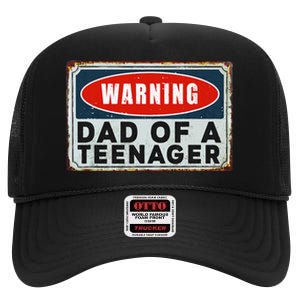 Warning Dad Of A Nager Funny 13 Years Old Nage Humor High Crown Mesh Back Trucker Hat