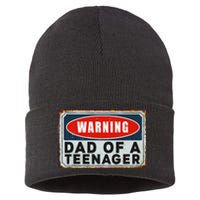 Warning Dad Of A Nager Funny 13 Years Old Nage Humor Sustainable Knit Beanie