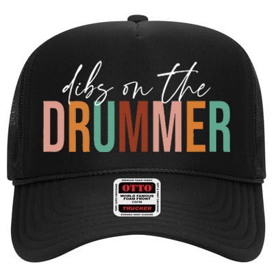 Wife Dibs On The Drummer Funny Drummer  High Crown Mesh Back Trucker Hat