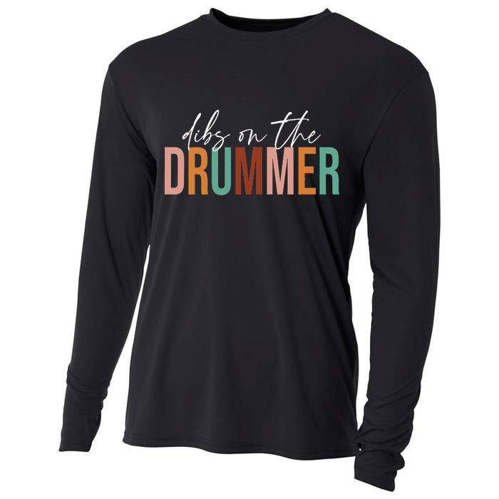 Wife Dibs On The Drummer Funny Drummer  Cooling Performance Long Sleeve Crew