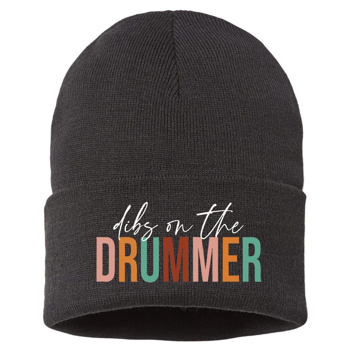 Wife Dibs On The Drummer Funny Drummer  Sustainable Knit Beanie