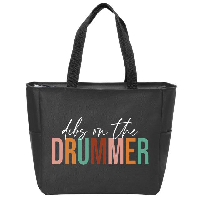 Wife Dibs On The Drummer Funny Drummer  Zip Tote Bag