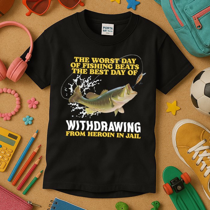 Worst Day Of Fishing Beats The Best Day Of From Heroin In Jail Kids T-Shirt