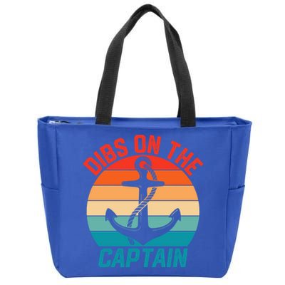 Wife Dibs On The Captain Funny Captain Wife Retro Great Gift Zip Tote Bag