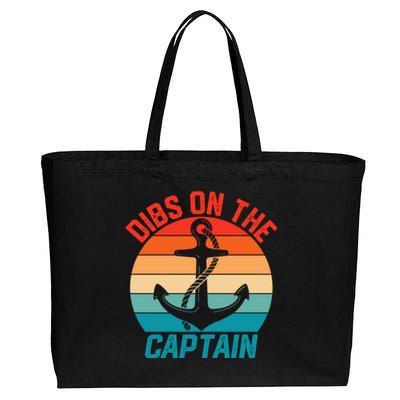 Wife Dibs On The Captain Funny Captain Wife Retro Great Gift Cotton Canvas Jumbo Tote