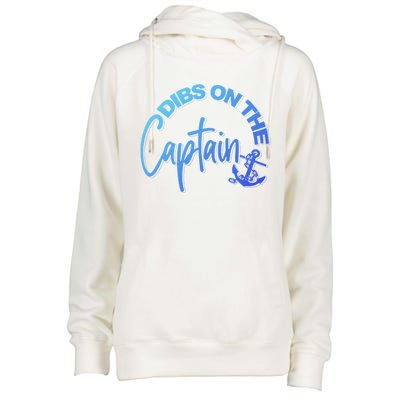 Wife Dibs On The Captain Gift Womens Funnel Neck Pullover Hood