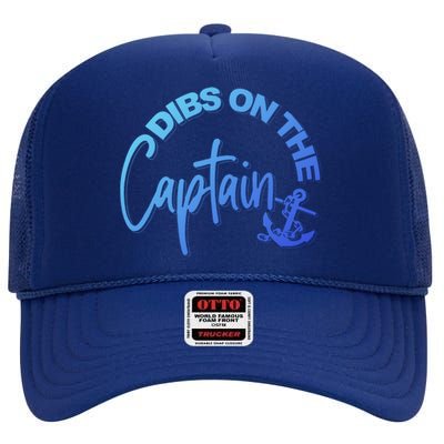 Wife Dibs On The Captain Gift High Crown Mesh Back Trucker Hat