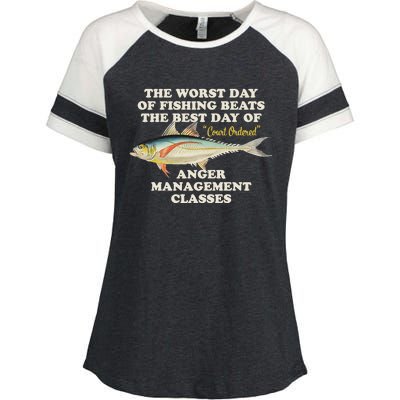 Worst Day Of Fishing Beats The Best Day Of Court Ordered Anger Management Enza Ladies Jersey Colorblock Tee