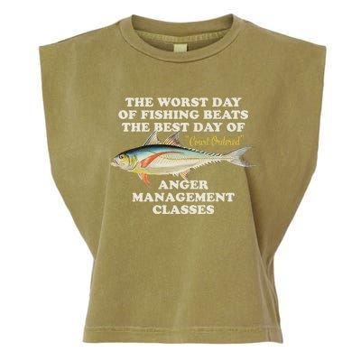 Worst Day Of Fishing Beats The Best Day Of Court Ordered Anger Management Garment-Dyed Women's Muscle Tee