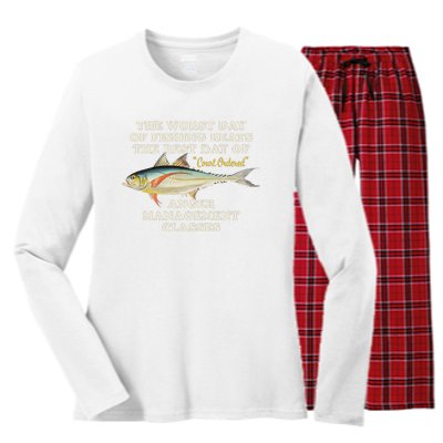 Worst Day Of Fishing Beats The Best Day Of Court Ordered Anger Management Women's Long Sleeve Flannel Pajama Set 