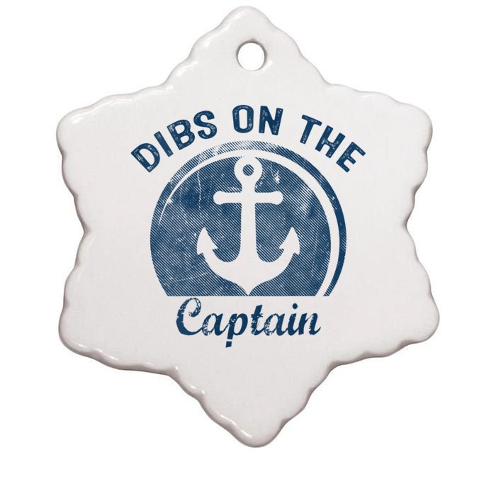 Womens Dibs On The Captain Funny Boating Captain Wife Ceramic Star Ornament