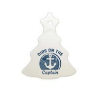 Womens Dibs On The Captain Funny Boating Captain Wife Ceramic Tree Ornament