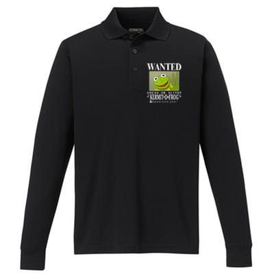 Wanted Dead Or Alive Kermit D. Frog Performance Long Sleeve Polo