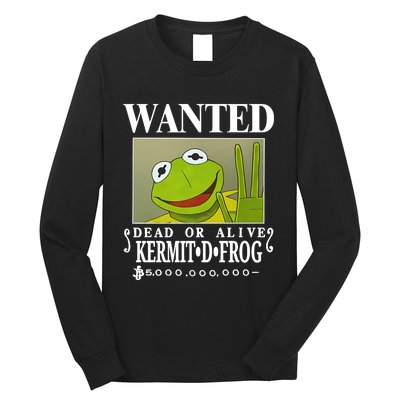 Wanted Dead Or Alive Kermit D. Frog Long Sleeve Shirt