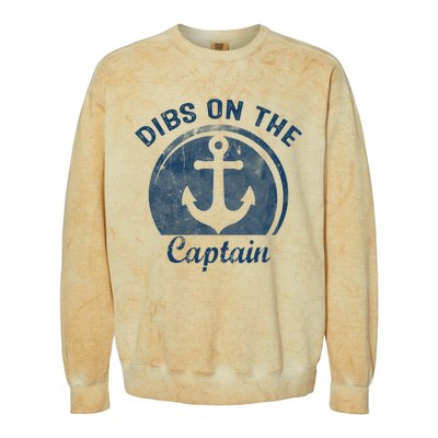 Womens Dibs On The Captain Funny Boating Captain Wife Colorblast Crewneck Sweatshirt