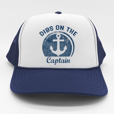 Womens Dibs On The Captain Funny Boating Captain Wife Trucker Hat