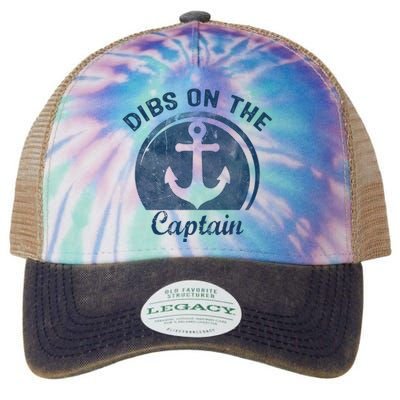 Womens Dibs On The Captain Funny Boating Captain Wife Legacy Tie Dye Trucker Hat