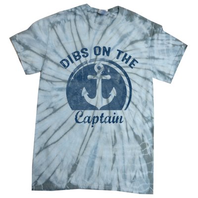 Womens Dibs On The Captain Funny Boating Captain Wife Tie-Dye T-Shirt