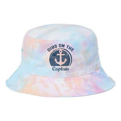 Womens Dibs On The Captain Funny Boating Captain Wife Tie Dye Newport Bucket Hat