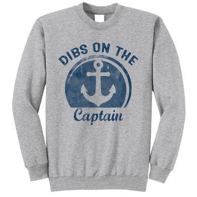 Womens Dibs On The Captain Funny Boating Captain Wife Tall Sweatshirt