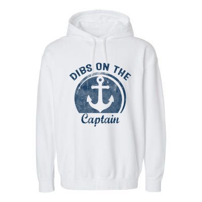 Womens Dibs On The Captain Funny Boating Captain Wife Garment-Dyed Fleece Hoodie