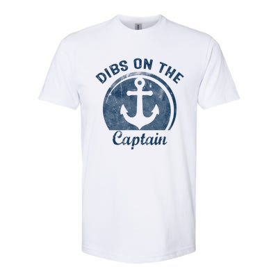 Womens Dibs On The Captain Funny Boating Captain Wife Softstyle® CVC T-Shirt