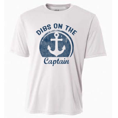 Womens Dibs On The Captain Funny Boating Captain Wife Cooling Performance Crew T-Shirt