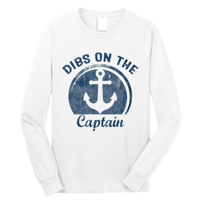 Womens Dibs On The Captain Funny Boating Captain Wife Long Sleeve Shirt