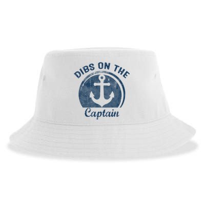 Womens Dibs On The Captain Funny Boating Captain Wife Sustainable Bucket Hat