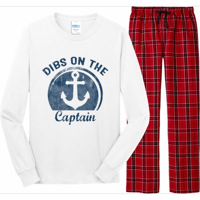 Womens Dibs On The Captain Funny Boating Captain Wife Long Sleeve Pajama Set