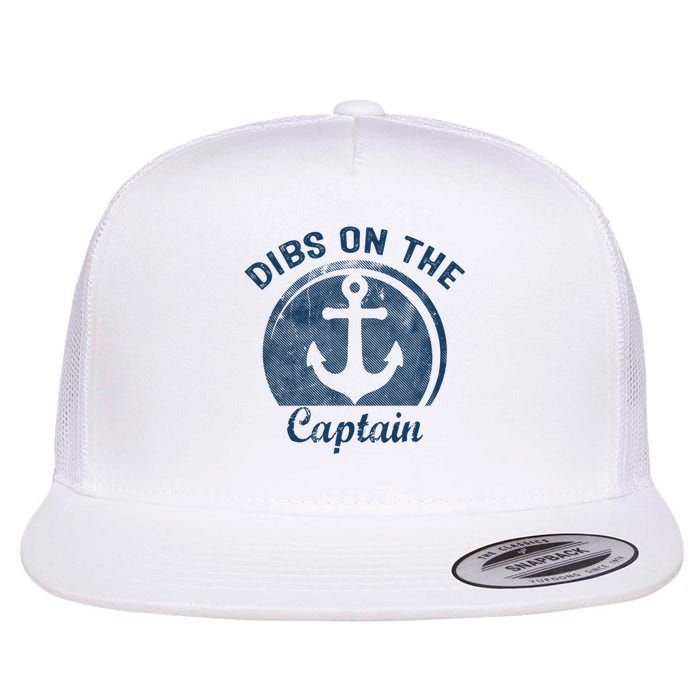 Womens Dibs On The Captain Funny Boating Captain Wife Flat Bill Trucker Hat