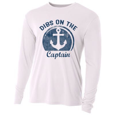 Womens Dibs On The Captain Funny Boating Captain Wife Cooling Performance Long Sleeve Crew