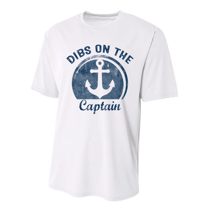 Womens Dibs On The Captain Funny Boating Captain Wife Performance Sprint T-Shirt