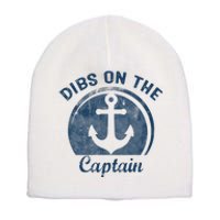 Womens Dibs On The Captain Funny Boating Captain Wife Short Acrylic Beanie